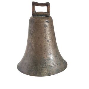 Vintage Rustic Bronze Cow Bell With Handle